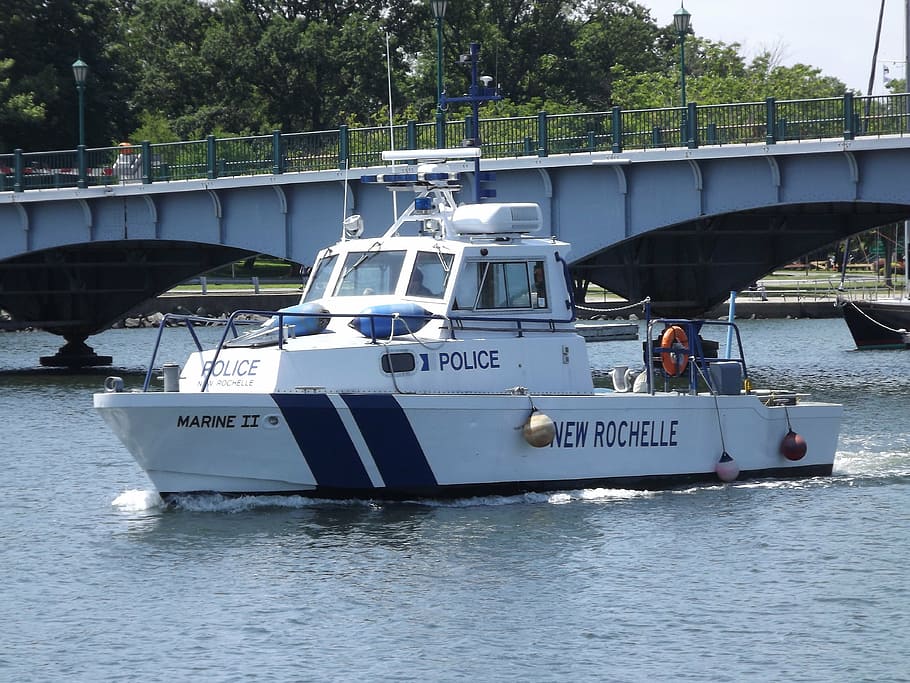 boat, ship, water, police, police boat, patrol boat, law, port, HD wallpaper