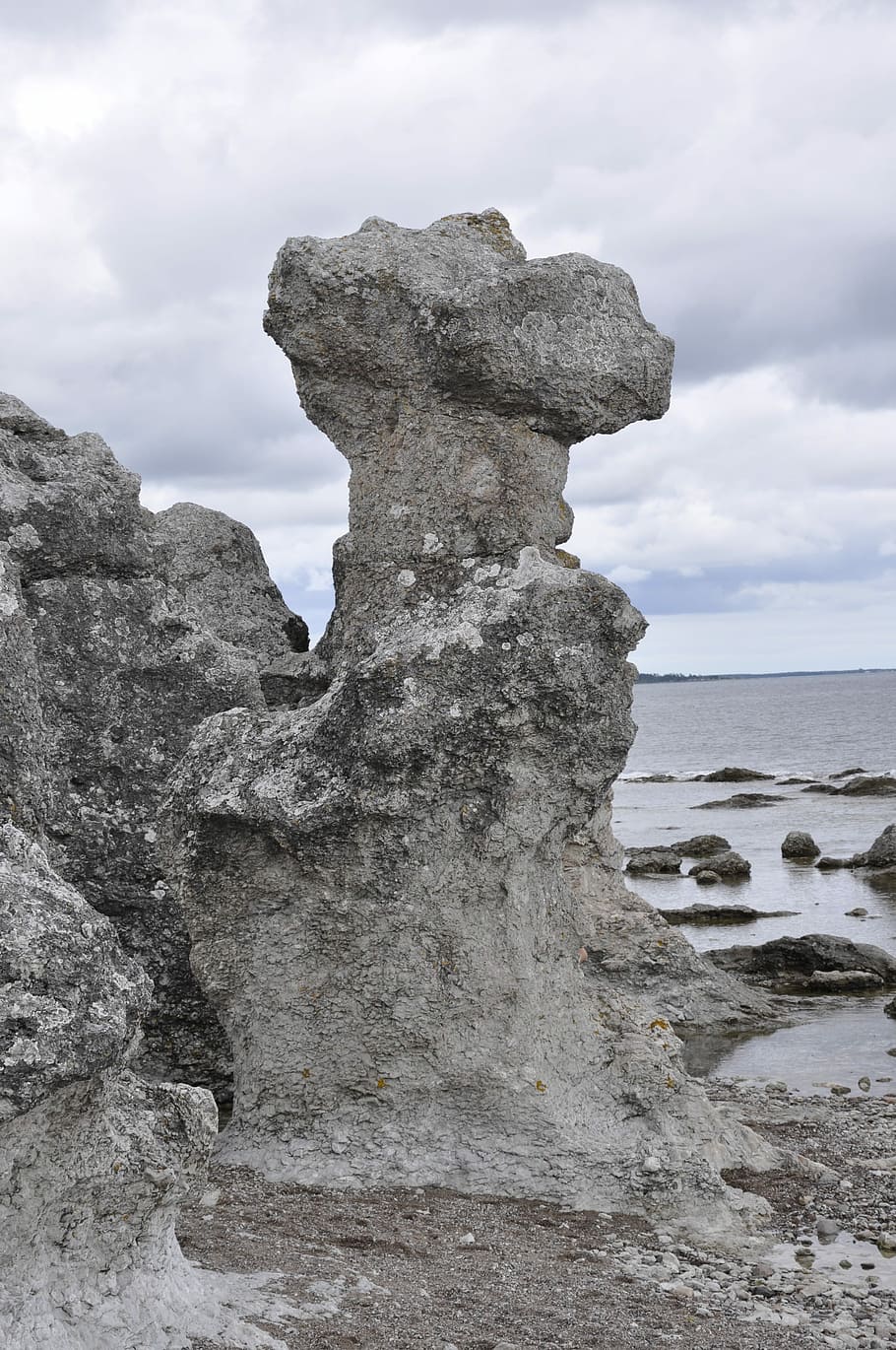 Sea Stack, Gotland, Stone, cloud - sky, day, no people, outdoors HD wallpaper