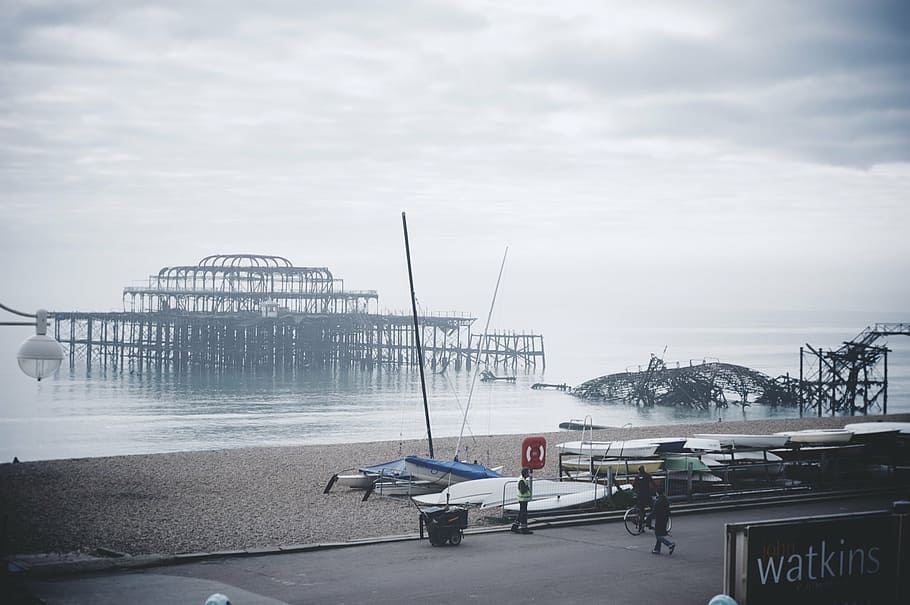 seaside, ruins, brighton, old, architecture, landmark, tourism HD wallpaper
