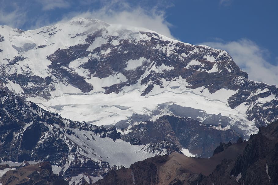 aconcagua, snow, mountain, andes, south, argentina, landscape, HD wallpaper