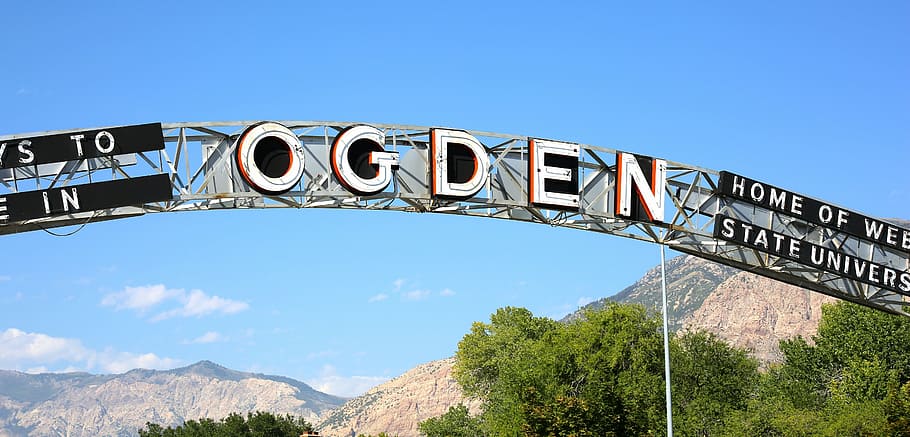 entrance, gate, ogden, enter, exit, architecture, utah, sky HD wallpaper