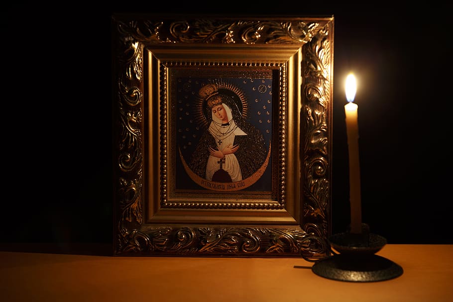 icon, candle, religion, orthodox, church, spirituality, jesus, HD wallpaper