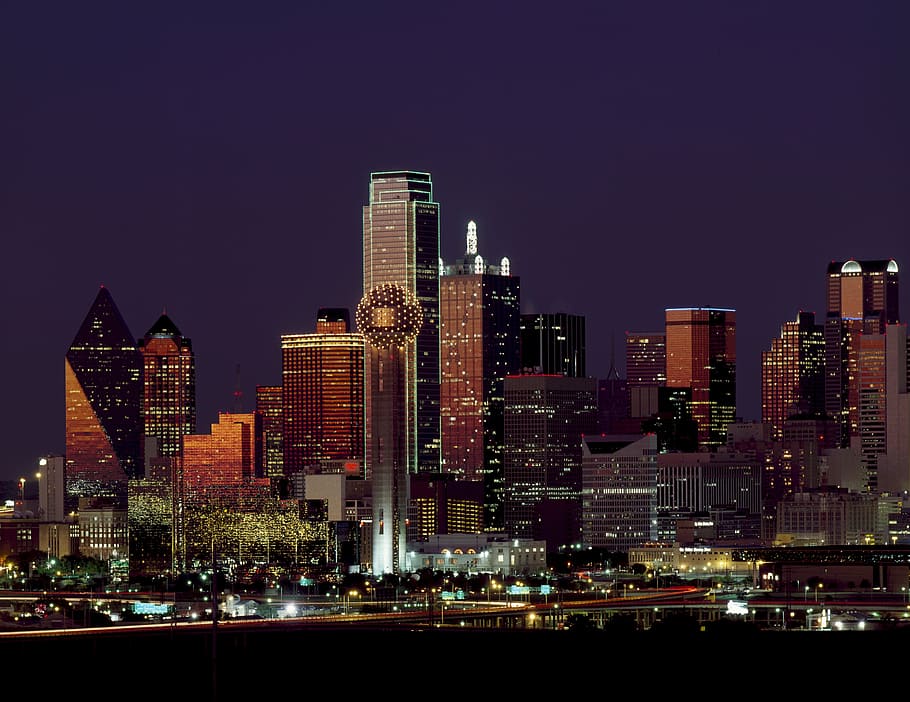 city skyline photography of city during night time, dallas, texas, HD wallpaper