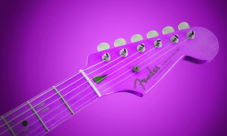 Fender guitar headstock, music background, colored background