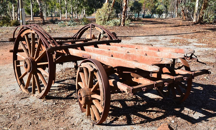 old wagon, rusty, spokes, old wagon wheel, farm wagon, land HD wallpaper