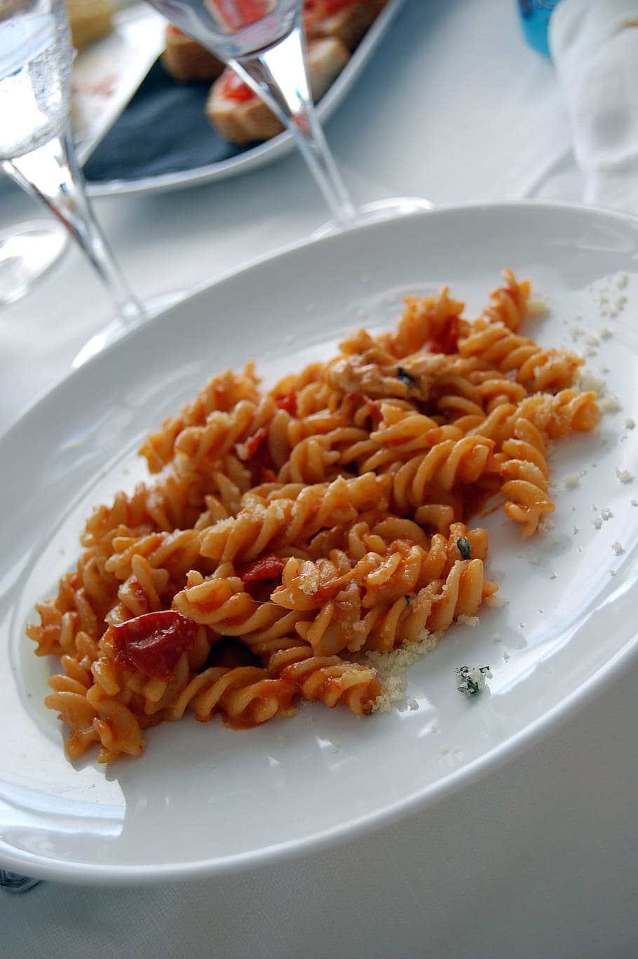 fusilli, dish, italian, plate, food, ready-to-eat, food and drink, HD wallpaper