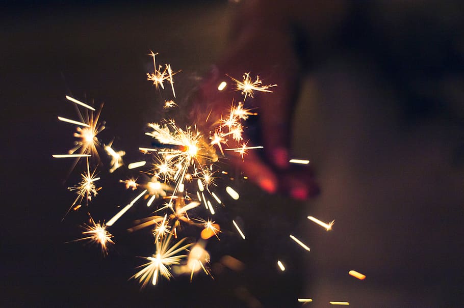 sparkler, lights, fire, flame, dark, celebration, firework HD wallpaper
