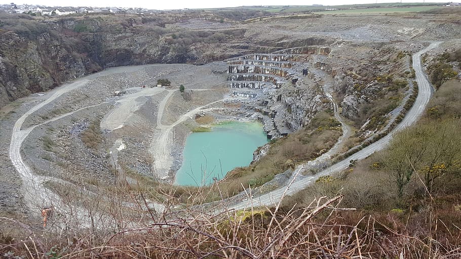 slate, mine, open cast, delabole, cornwall, quarry, uk, pit HD wallpaper