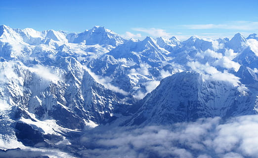 mountains, clouds, landscape, snow mountains, himalaya, cold temperature HD wallpaper