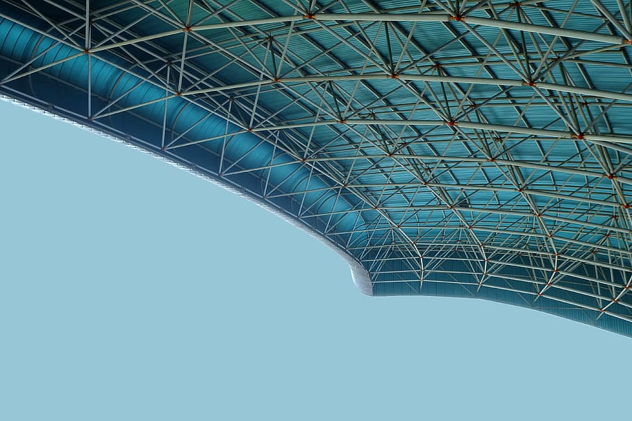 minimalist photography gray and blue structural building, architecture HD wallpaper