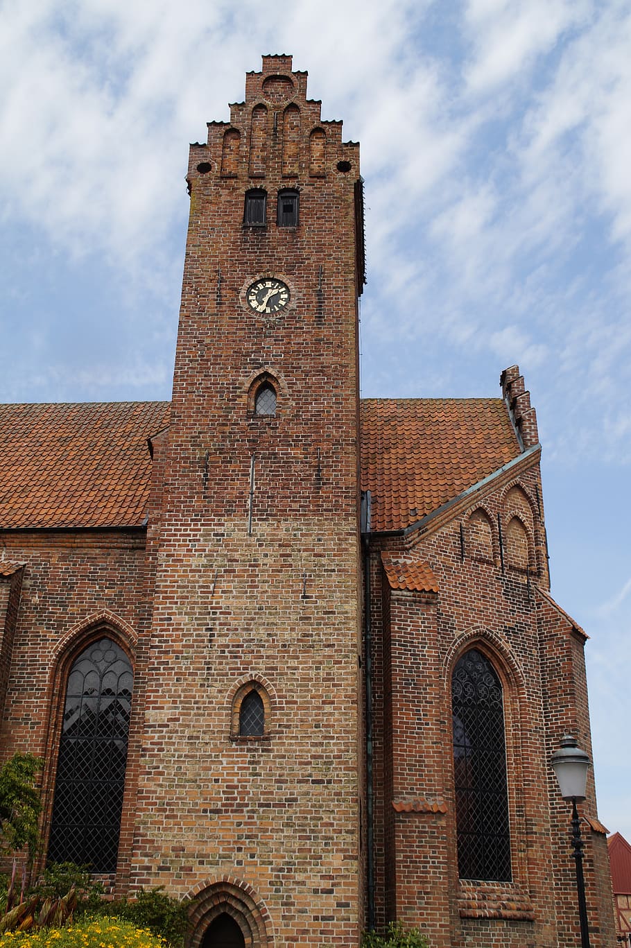 church, steeple, ystad, sweden, building, stone, brick, believe, HD wallpaper