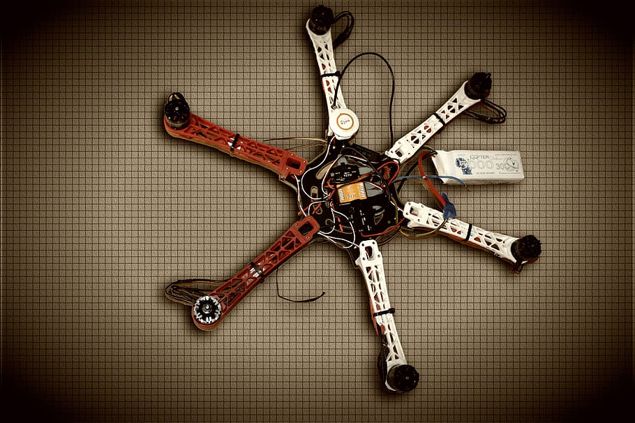 drone, copter, multicopter, hexacopter, indoors, no people HD wallpaper