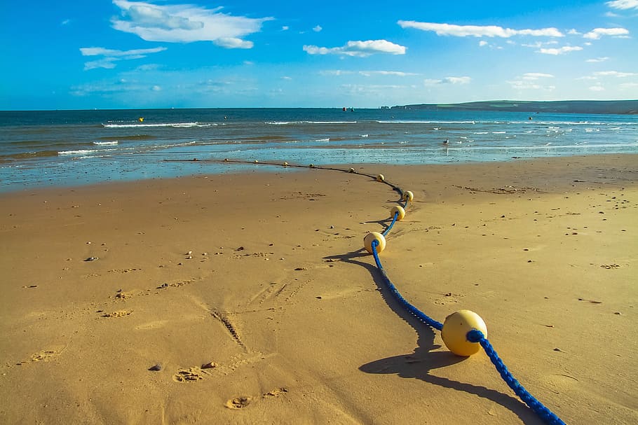 poole, beach, sea, water, land, sand, sky, horizon, horizon over water HD wallpaper