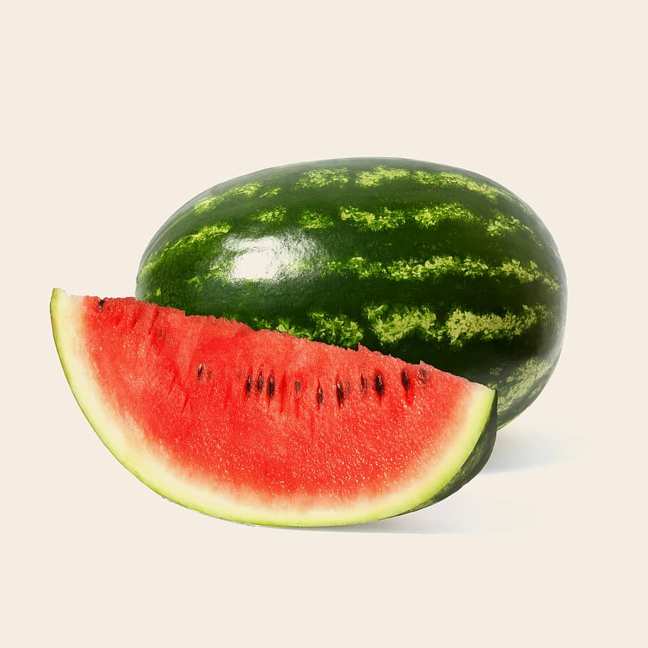 sliced watermelon on white surface, fruit, health, food, ripe, HD wallpaper
