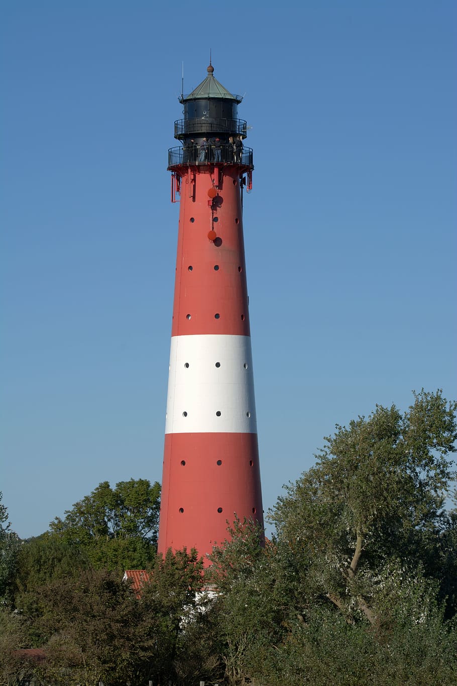 lighthouse pellworm, pellwormer lighthouse, view, red white HD wallpaper