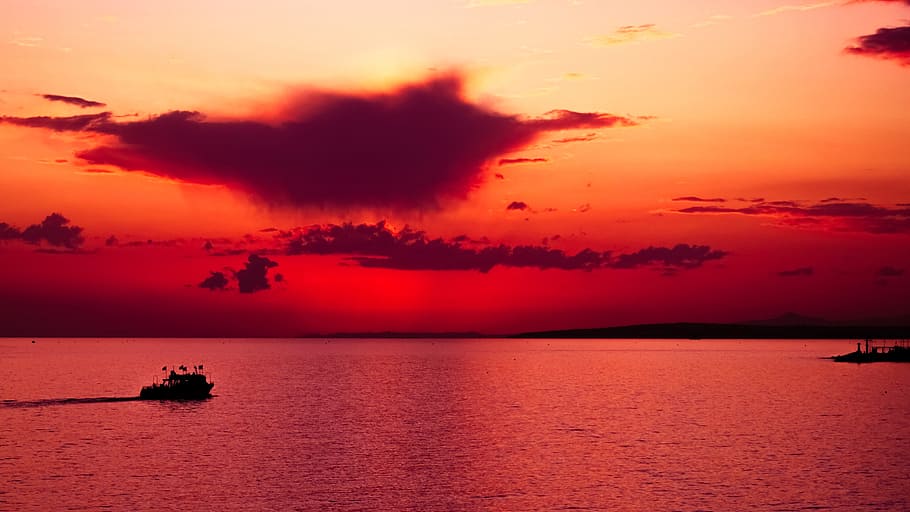 sunset, sea, sky, clouds, colors, evening, dusk, ayia napa HD wallpaper