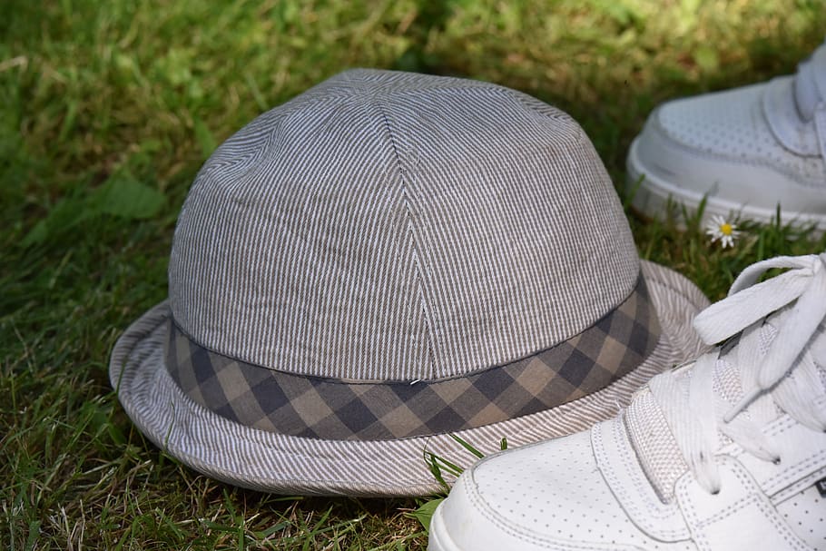 hat, grass, earthy, find, chance, clothing, high angle view HD wallpaper