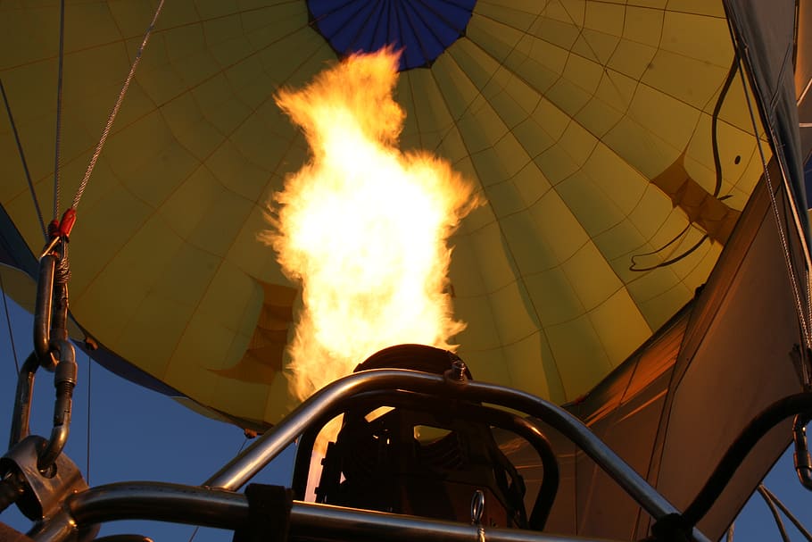 flame, fire, balloon, burning, fire - natural phenomenon, hot air balloon HD wallpaper