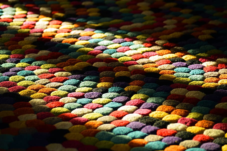 green, yellow, red, and pink rug, rainbow, carpet, circular HD wallpaper