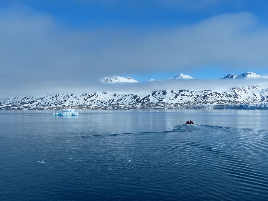 spitsbergen, zodiac, arctic, still, lonely, light, ice, water, HD wallpaper