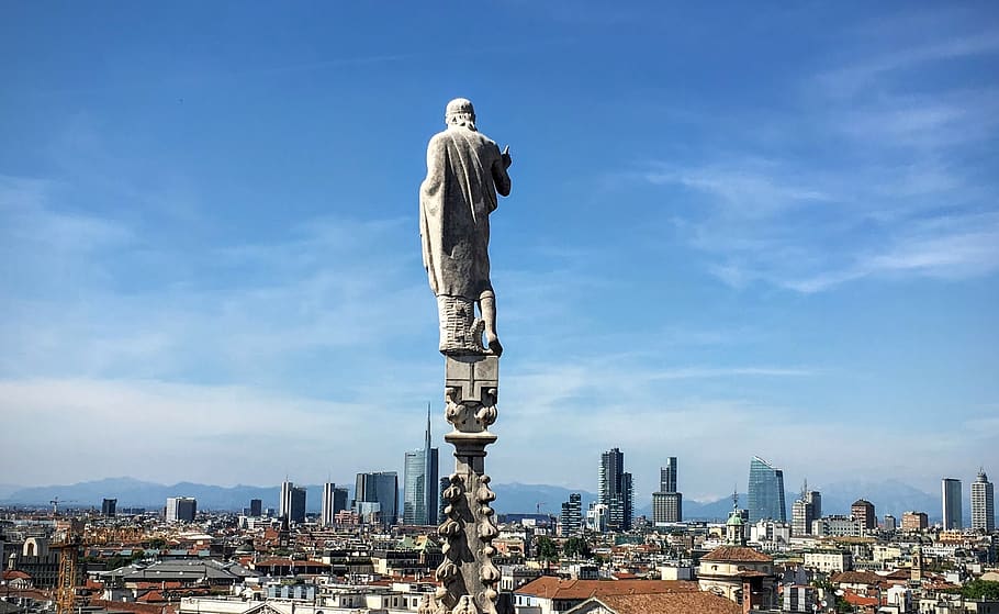 architecture, building, infrastructure, blue, sky, cloud, statue HD wallpaper