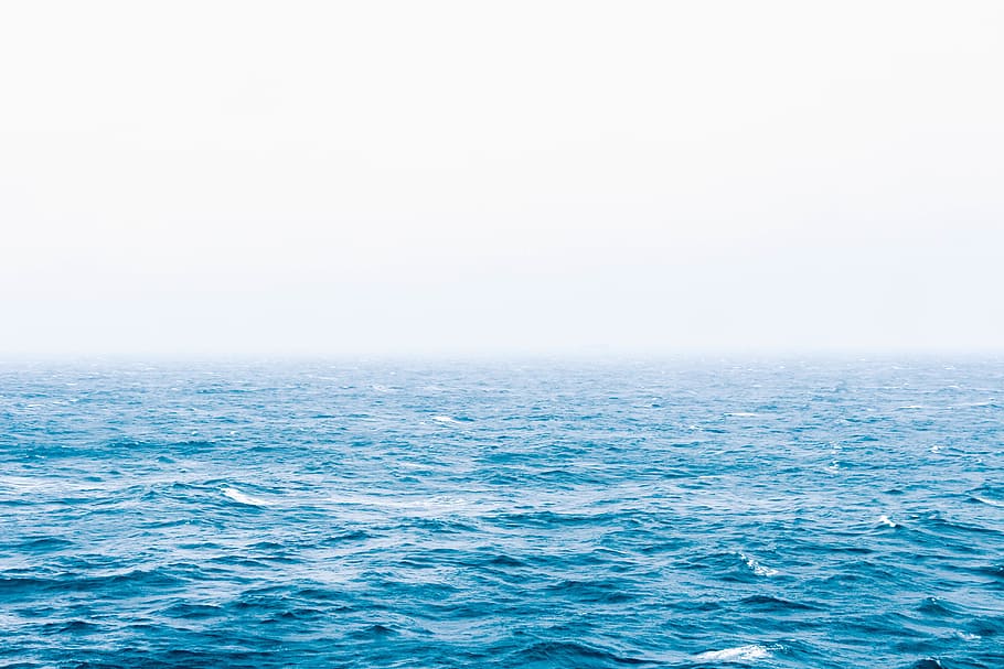 body of water, blue, ocean, sea, sky, waves, surface, nature HD wallpaper