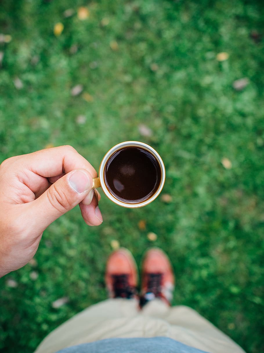 espresso, coffee, hands, grass, food and drink, cup, human hand HD wallpaper