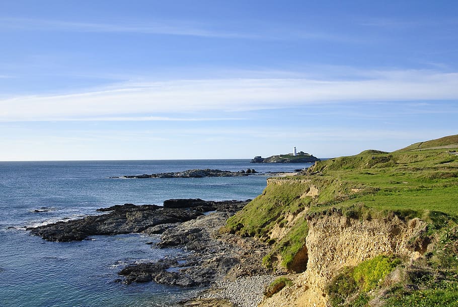 Cliffs, Seaside, Landscape, Nature, rock, sky, water, coast HD wallpaper