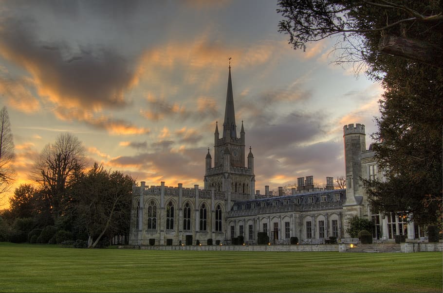 Cathedral, Sunset, Angry, Clouds, angry clouds, architecture HD wallpaper