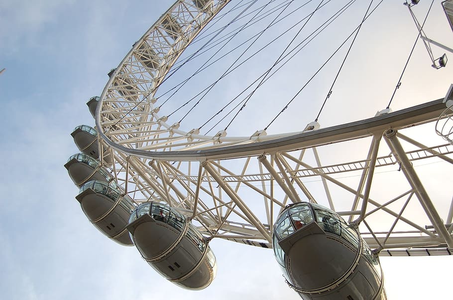 white ferris wheel, london eye, architecture, great britain, england, HD wallpaper