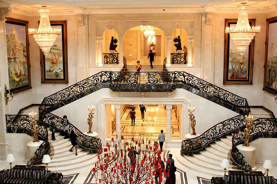 indoor, hotel, hall, architecture, indoors, wealth, built structure HD wallpaper