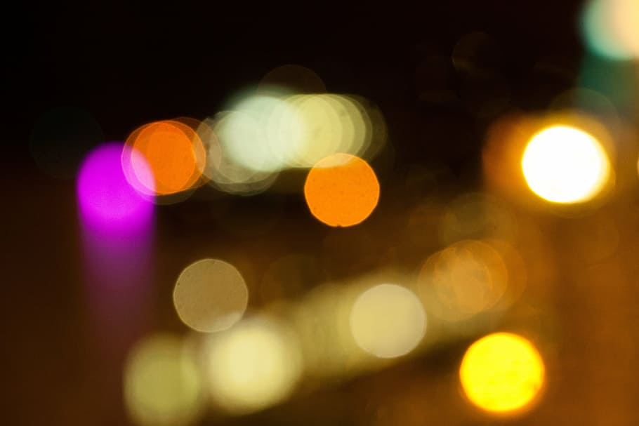bokeh, lights, reflexes, refraction, magenta, orange, yellow HD wallpaper