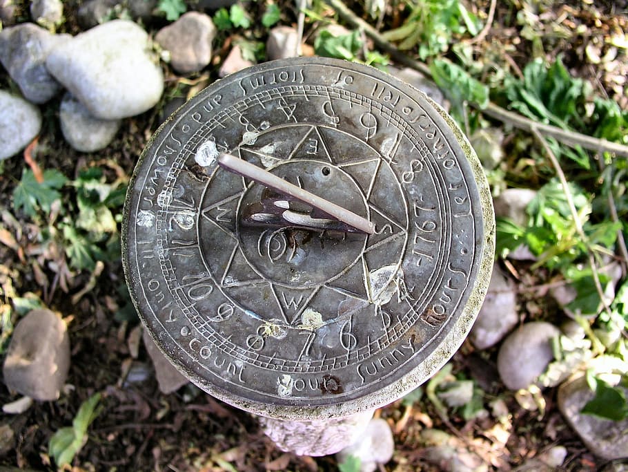 sundial, garden, time, close-up, no people, high angle view HD wallpaper
