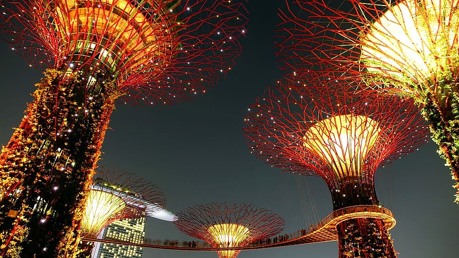 low angle photography of buildings with lights, night, asia, celebration HD wallpaper