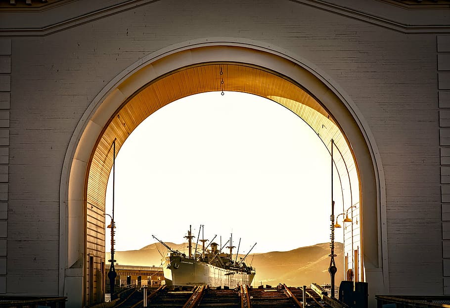 brown sailing ship on dock, san francisco, california, shipyard, HD wallpaper