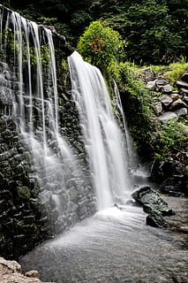 water falls during daytime, cascade, waterfall, downfall, chute HD wallpaper
