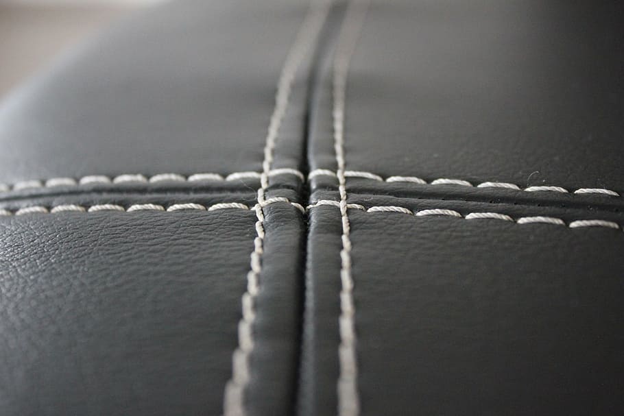 black leather surface, sewing, the epidermis, close-up, backgrounds HD wallpaper