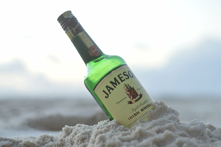 jameson, whisky, beach, kenya, partay, bottle, sand, alcohol, HD wallpaper