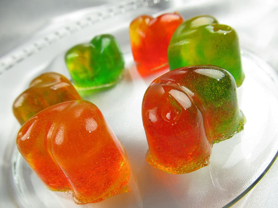 orange and green jellyace, cake, fruit, gummy, dessert, sweet HD wallpaper