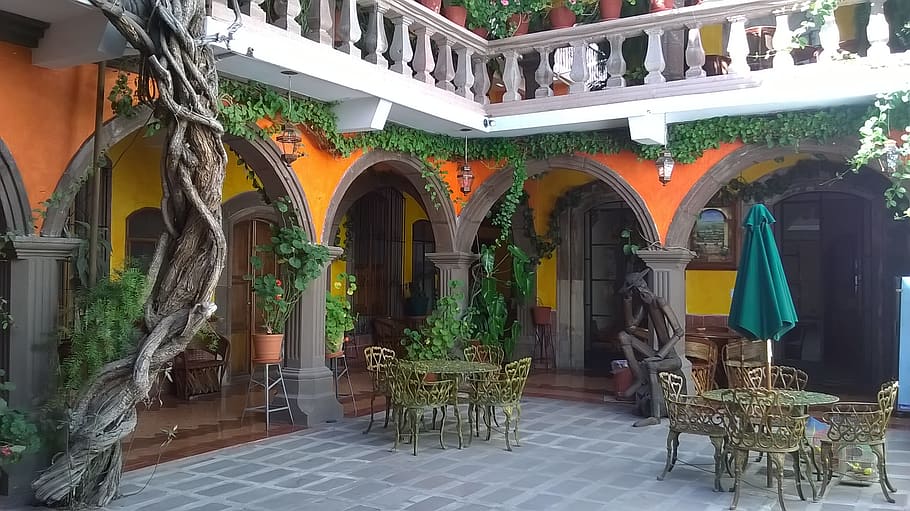 hotel, architecture, arches, built structure, seat, building HD wallpaper