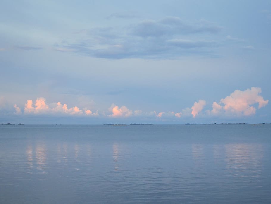 himmel, sea, archipelago, mirroring, evening sun, twilight HD wallpaper