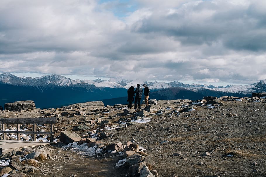 top, peak, summit, hiking, accomplished, mountains, view, people HD wallpaper