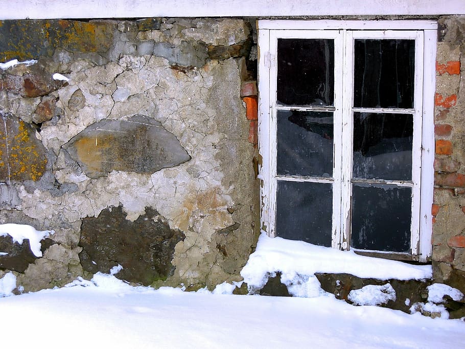 Window, Cellar, Snow, Land, the land, the foundation, building exterior HD wallpaper