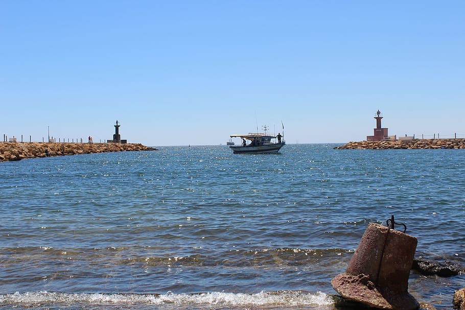 tunisia, sea, holidays, rowboat, water, nautical vessel, transportation, HD wallpaper