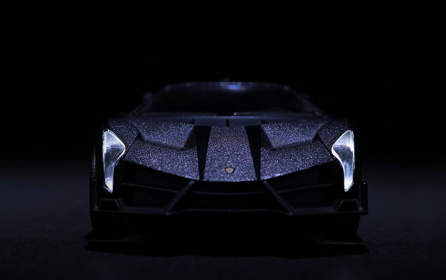 photo of black Lamborghini Venono, Headlight, Miniature, mysterious