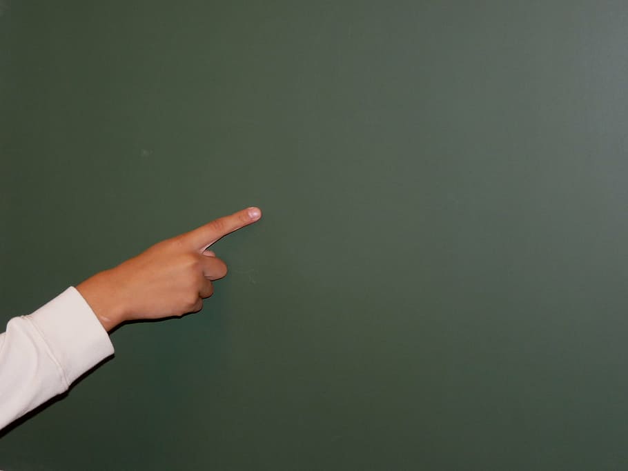 person pointing on right side, school, board, teaching, blackboard, HD wallpaper