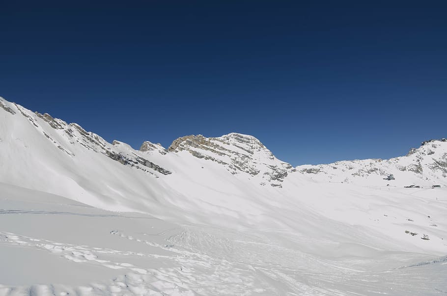 mountain, sky, ski, blue, landscape, sport, peak, top, skiing HD wallpaper