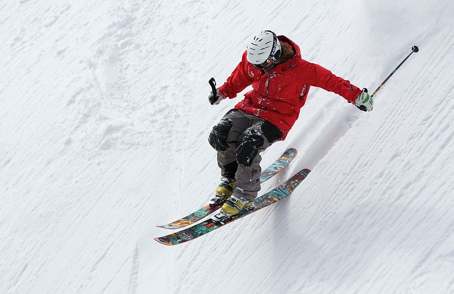 man playing skis on snow, rider, skiing, sports, alpine, winter