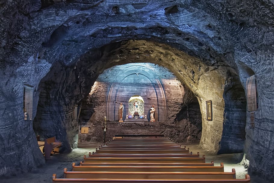 colombia, zipaquira, salt cathedral, travel, church, architecture, HD wallpaper