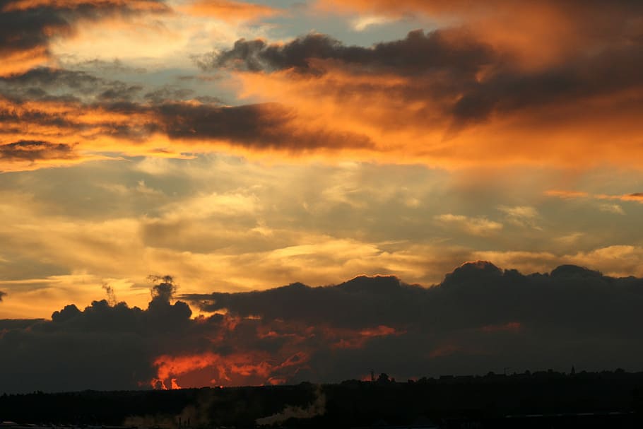 Sky, Clouds, Sunset, Sunny, red, romantic, orange color, cloud - sky HD wallpaper